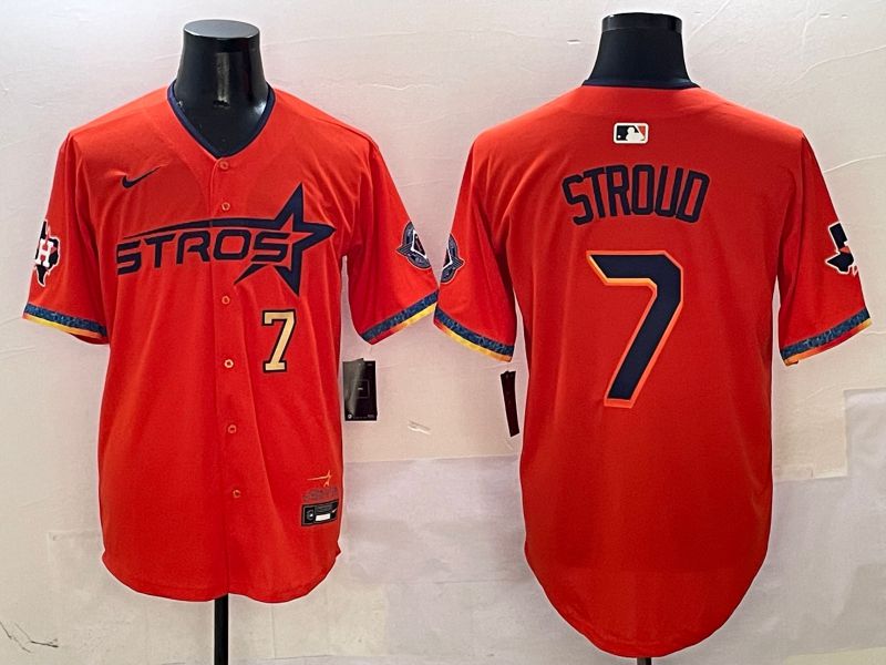 Men Houston Astros #7 Stroud Orange Fourth generation Joint Name Nike 2025 MLB Jersey style 2